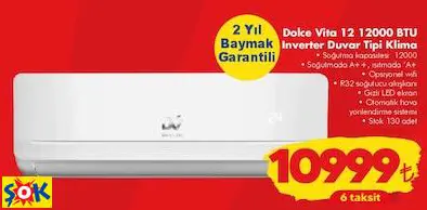 DOLCE VİTA 12 12000 BTU INVERTER DUVAR TİPİ KLİMA DOLCE VİTA 12 12000 BTU INVERTER DUVAR TİPİ KLİMA